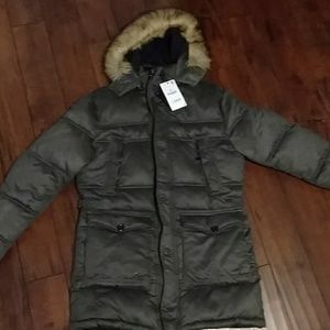 Zara Suede Puffer Parka NWT